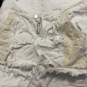 White and Tan Jean shorts